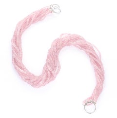 Natural Faceted Pastel Pink Sapphire Faceted Beads Choker Necklace, 18K White