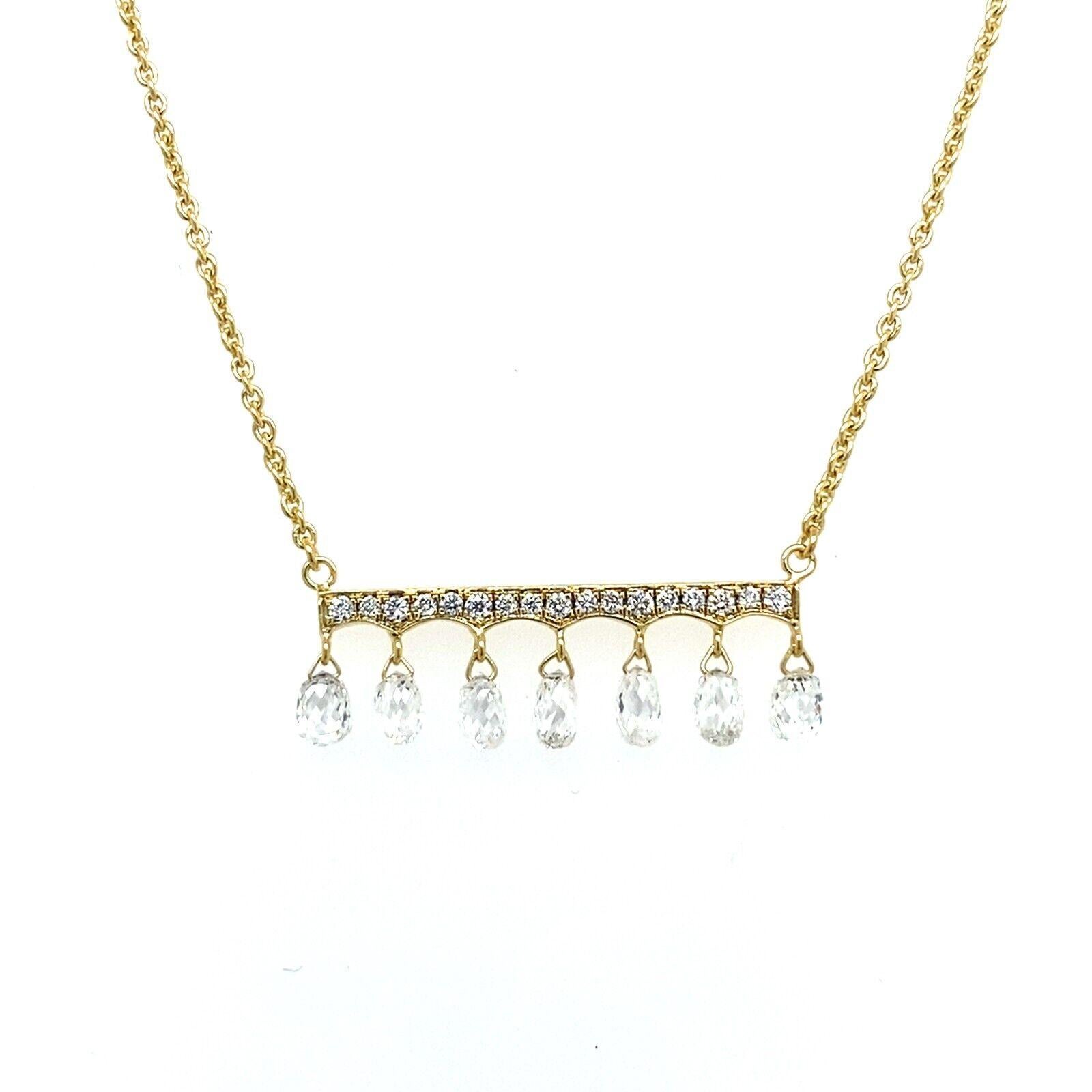 Natural Facetted Diamond Necklace with 1.0ct of Diamonds in 18ct Yellow Gold

This contemporary, elegant and beautiful necklace is made from 18ct Yellow Gold and features 7 natural pear drop Diamonds. Each rose cut Diamond drilled is set on pavee