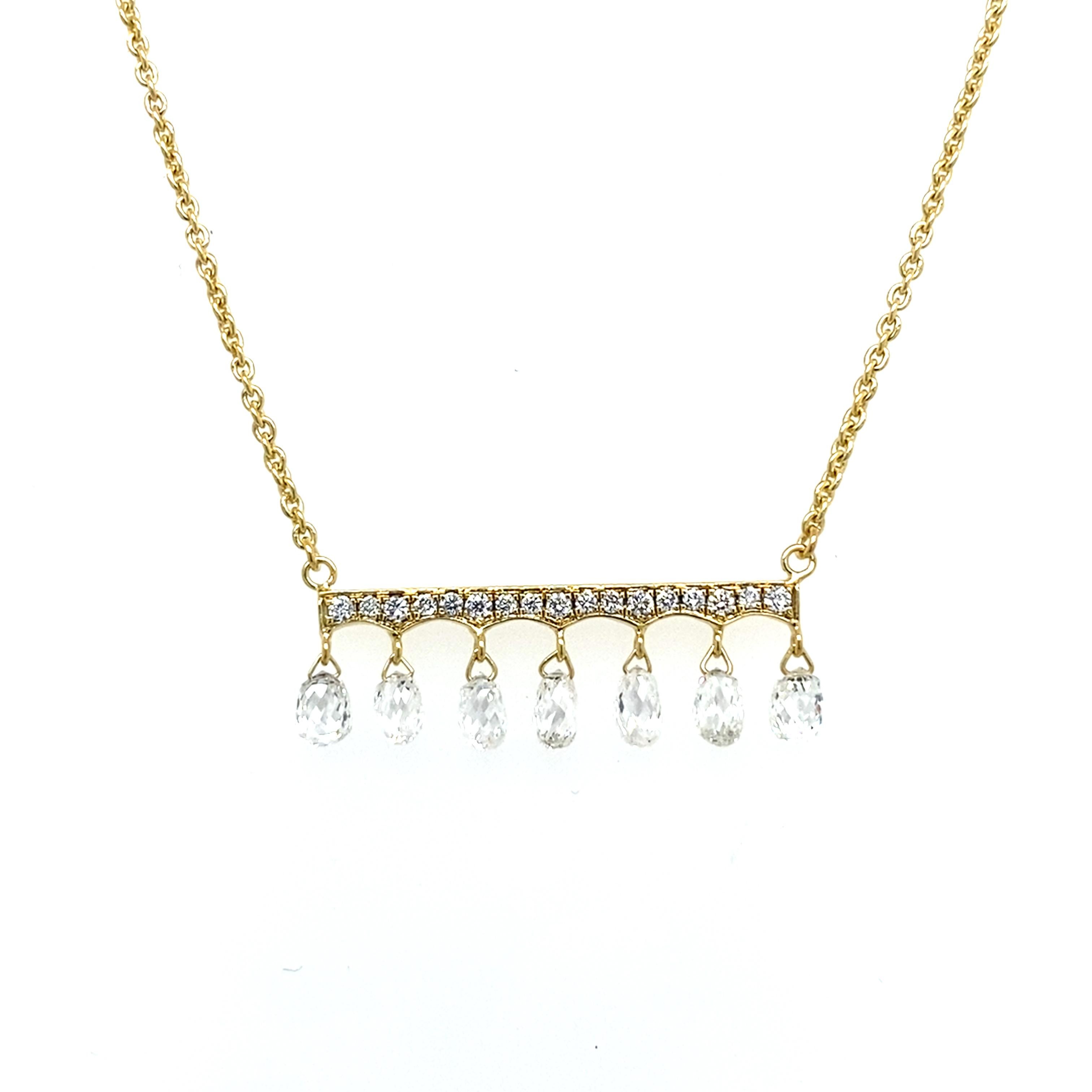 Natural Facetted Diamond Necklace with 1.0ct of Diamonds in 18ct Yellow Gold In New Condition For Sale In London, GB