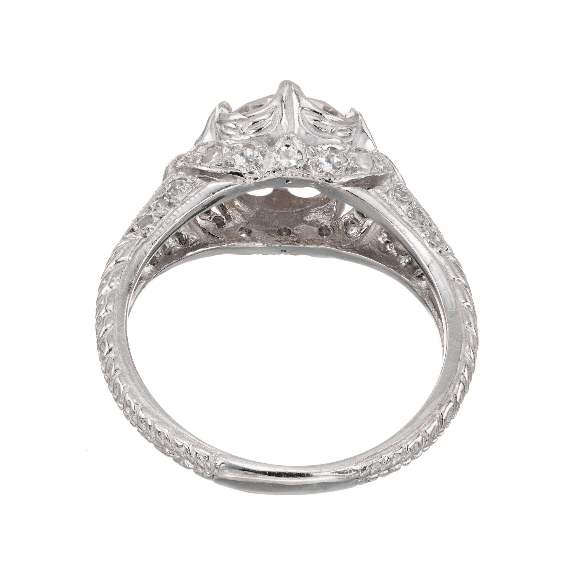 Women's GIA Certified 1.79 Carat Natural Faint Brown Diamond Platinum Engagement Ring