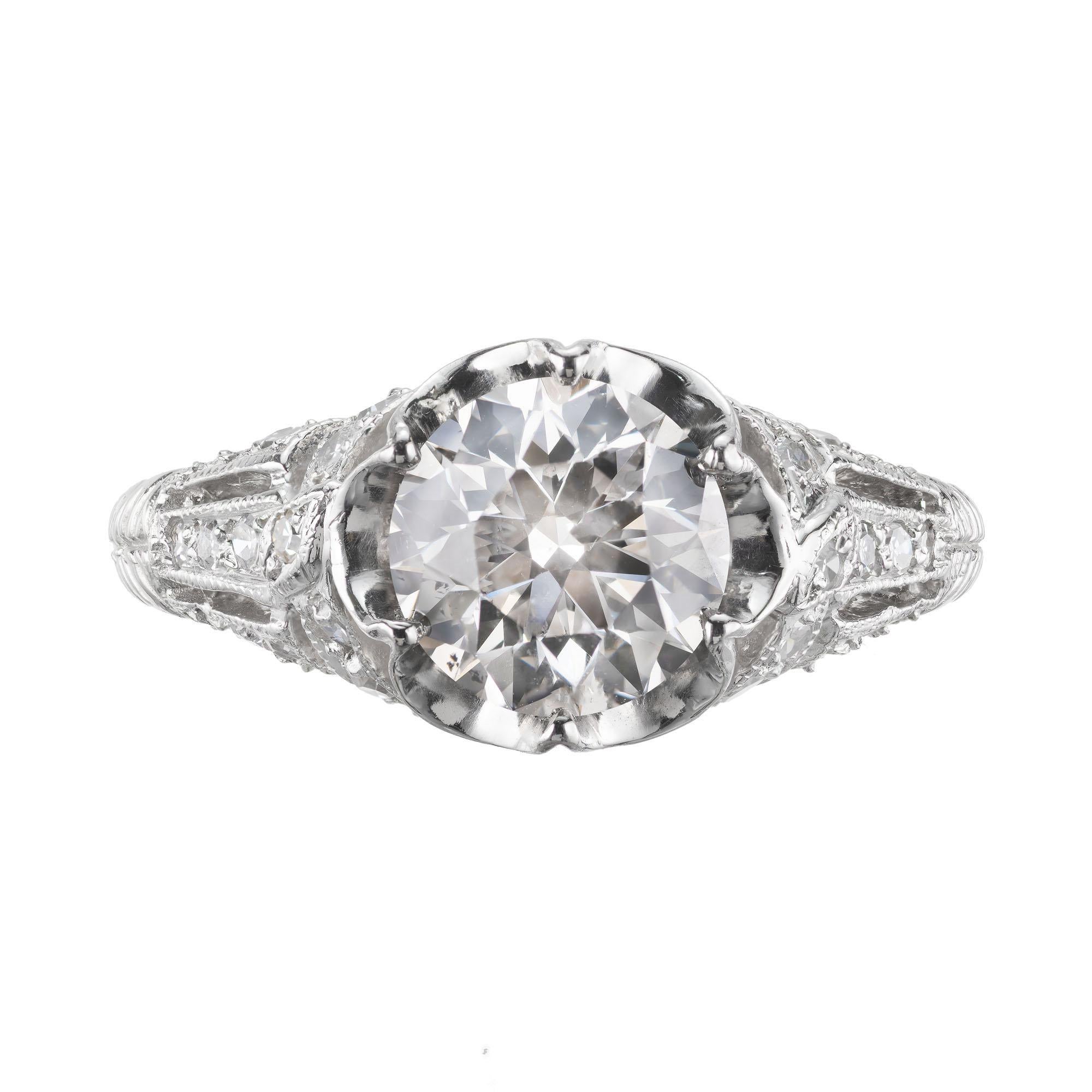 GIA Certified 1.79 Carat Natural Faint Brown Diamond Platinum Engagement Ring 3