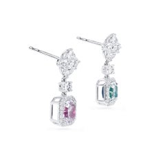 Orecchini con diamanti naturali rosa pallido, 1,69 ct, taglio Radiant, certificati GIA, 18 carati