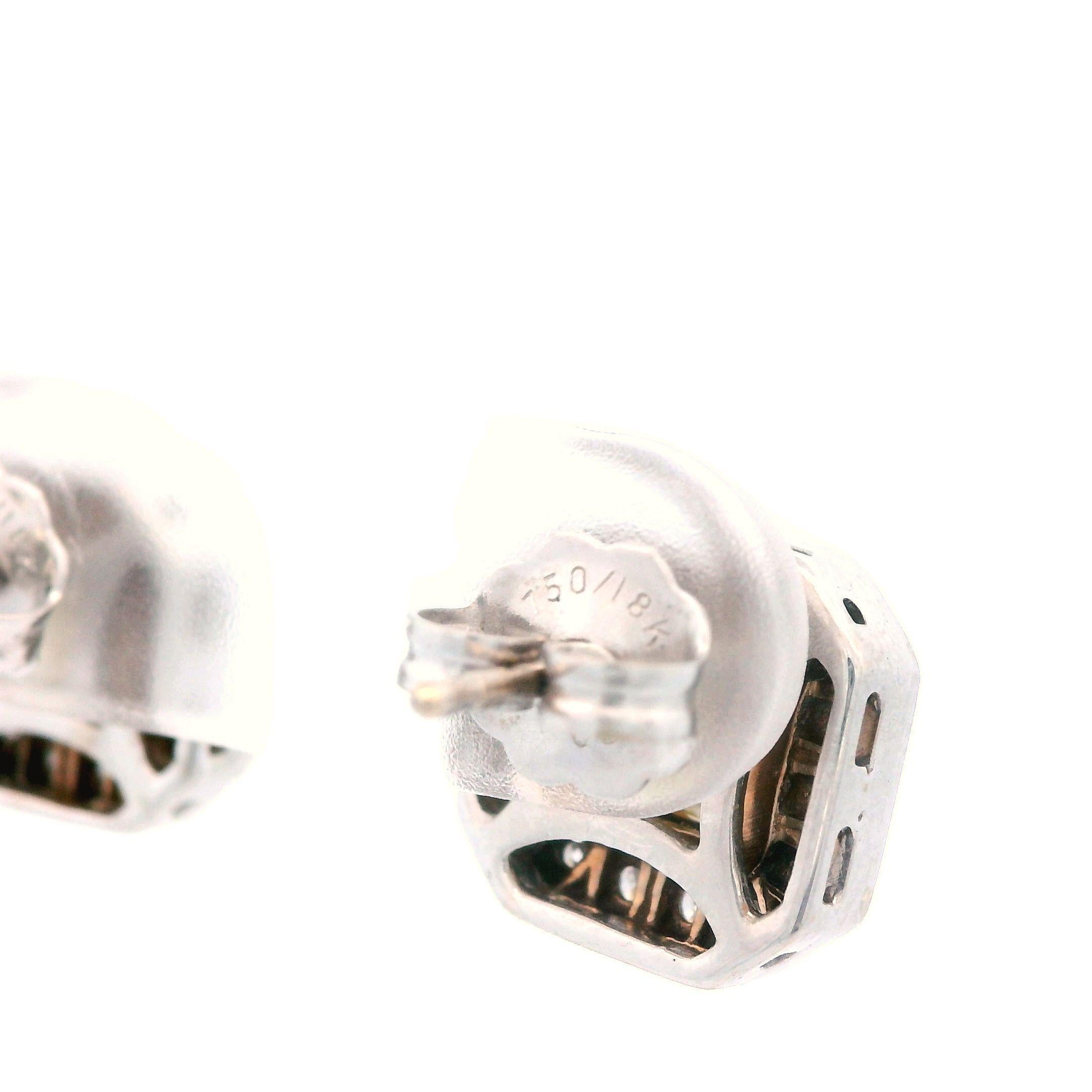 Natürlicher Fancy 18k Gelb/Weiß Gold zweifarbiger Diamant Ohrstecker im Angebot 2