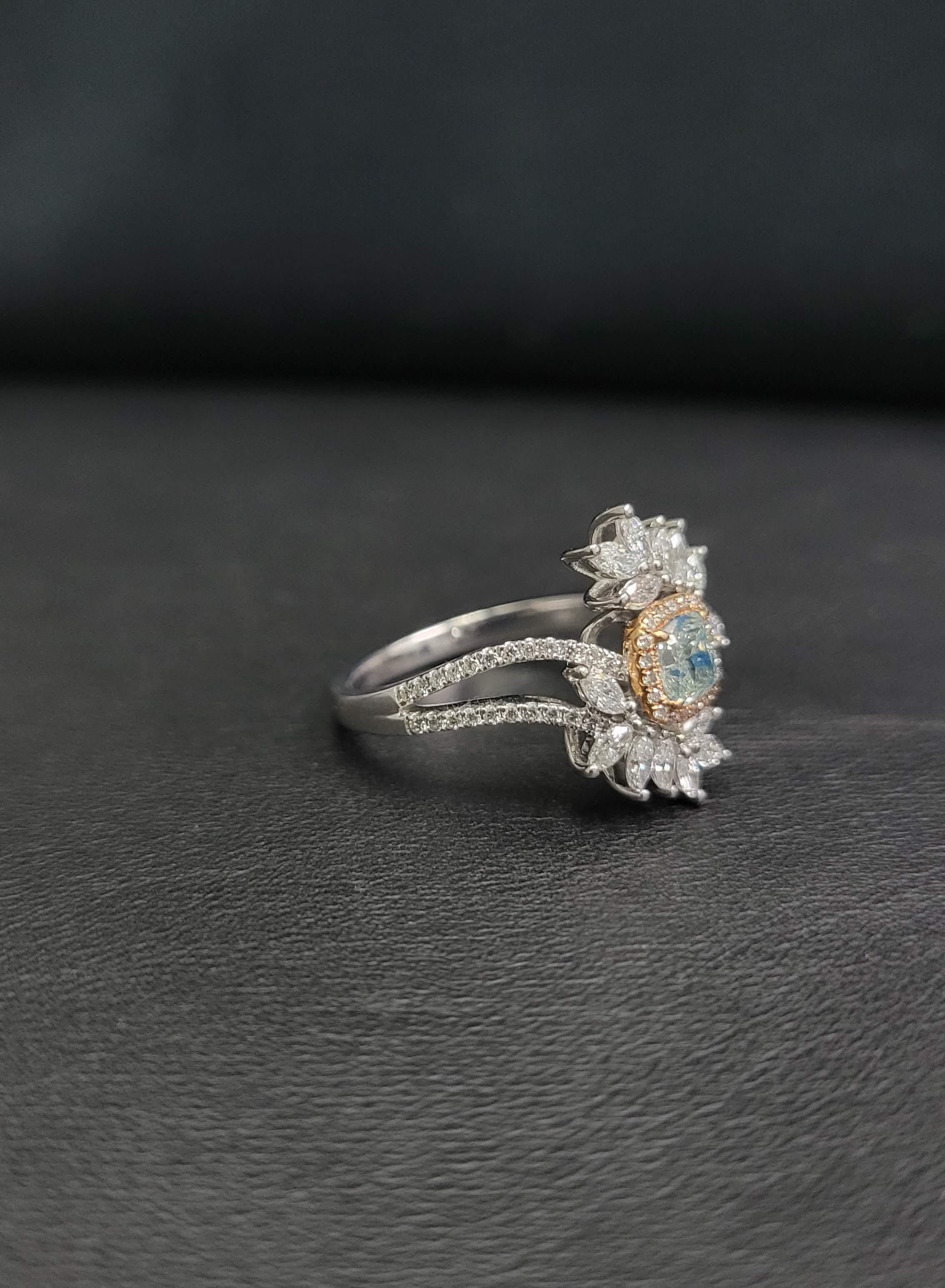 Modern Natural Fancy Blue Diamond Ring For Sale
