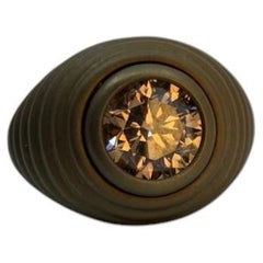 Natural Fancy Brown Diamond 2.39ct Ring in Golden Titanium IGI certificate