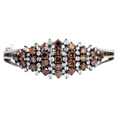 Bracciale con diamanti naturali fantasia marrone a grappolo largo 14kt