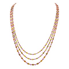 Natural Fancy Color Briolette Diamond and Burma No Heat Ruby Chain Necklace