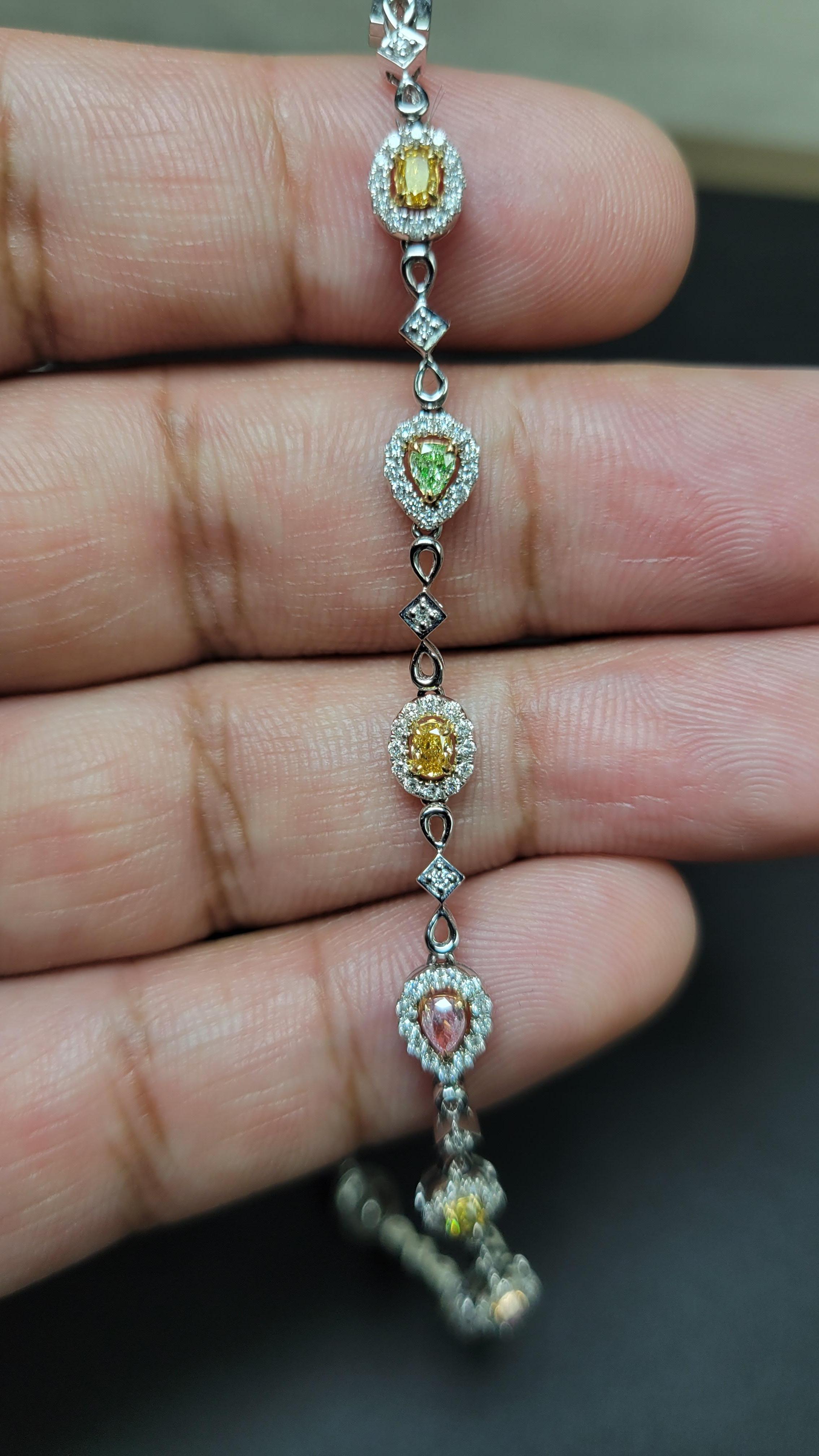 Modern Natural Fancy Color Diamond Bracelet For Sale