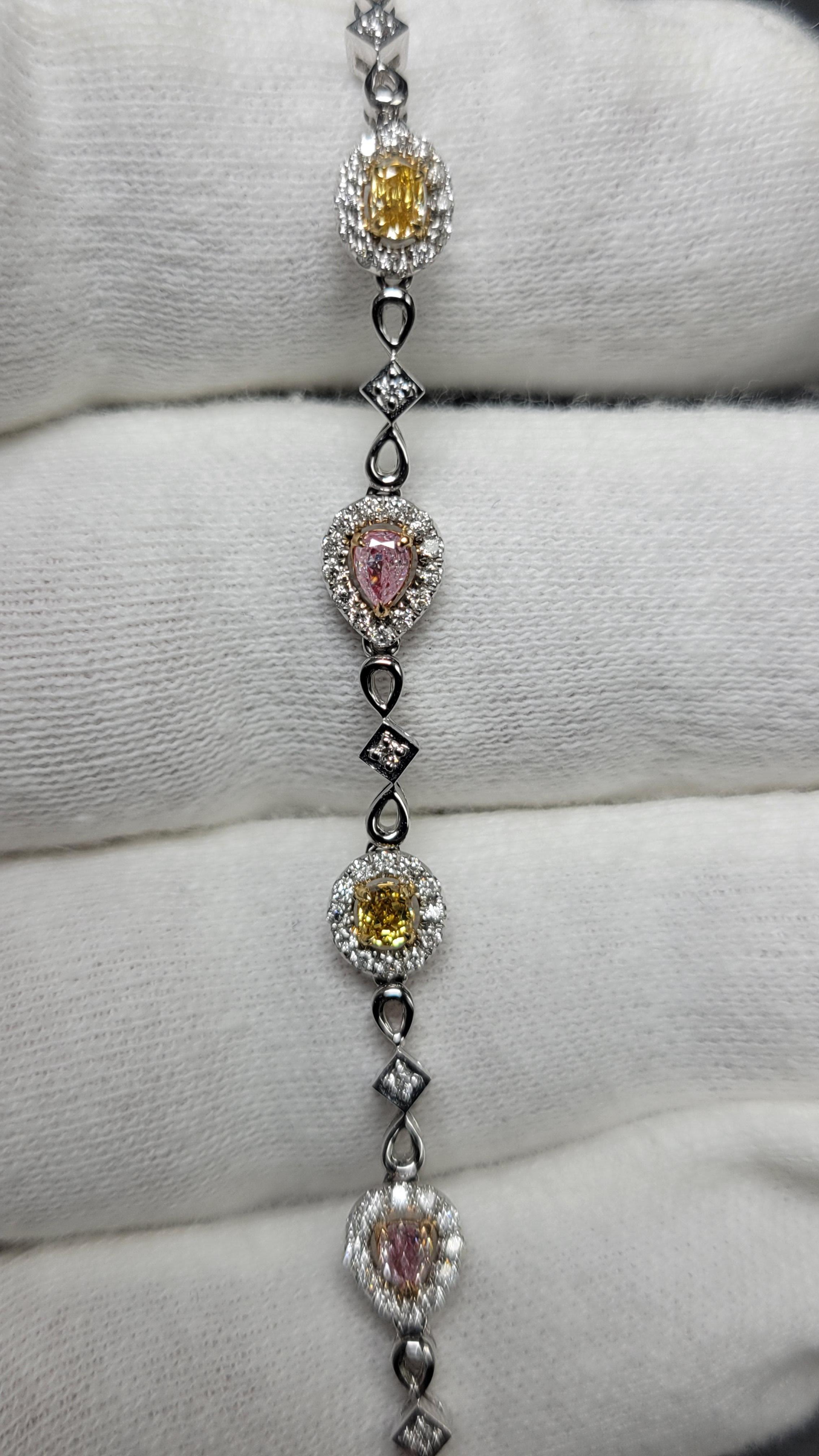 Women's Natural Fancy Color Diamond Bracelet For Sale