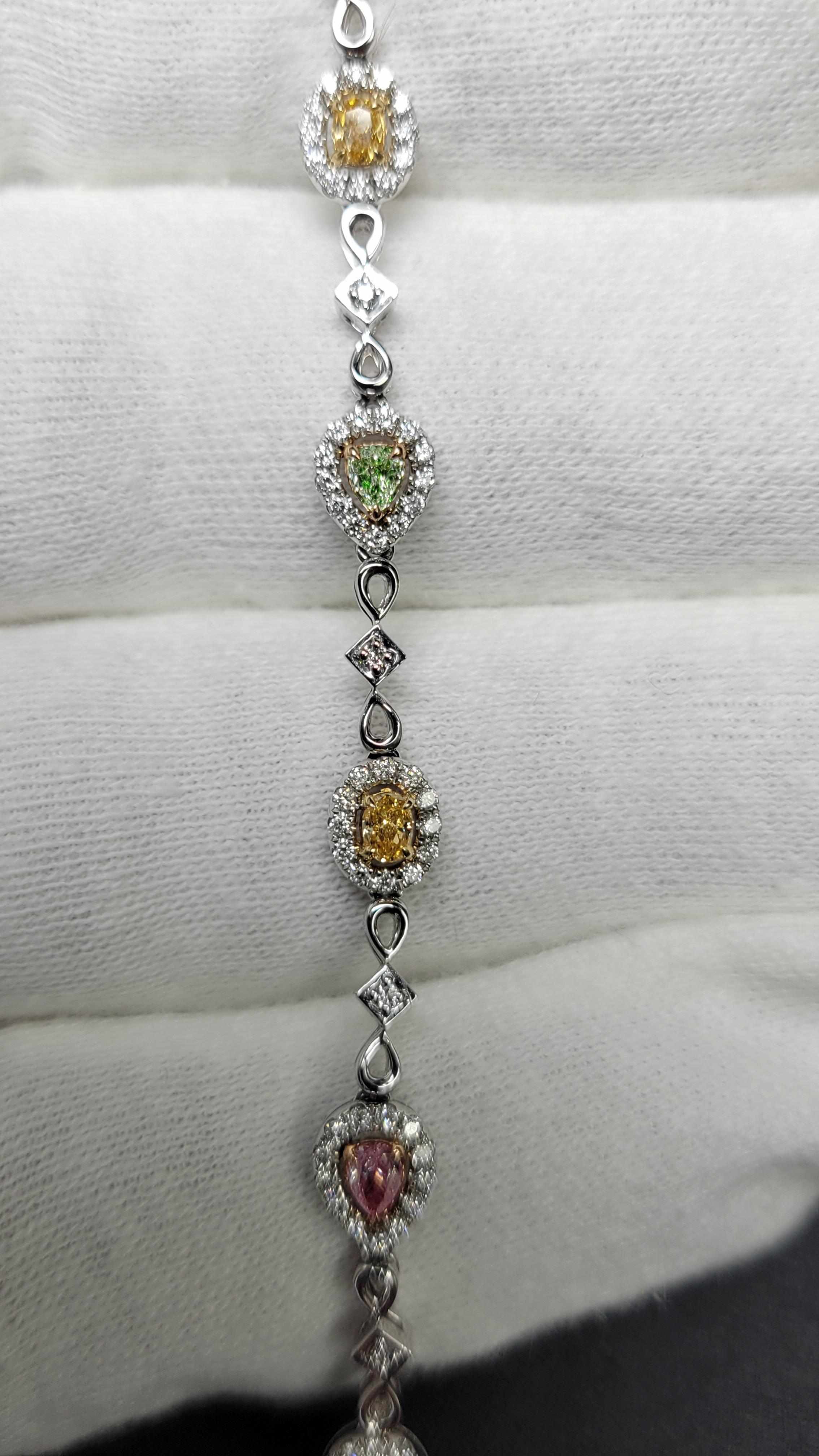 Natural Fancy Color Diamond Bracelet For Sale 1