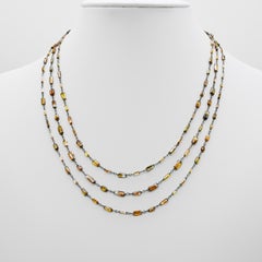 Natural Fancy Color Diamond Briolettes Chain Necklace in 18 Karat Gold