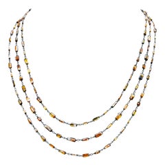 Natural Fancy Color Diamond Briolettes Chain Necklace in 18 Karat Gold