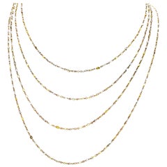 Natural Fancy Color Diamond Chain Necklace in 18 Karat Gold