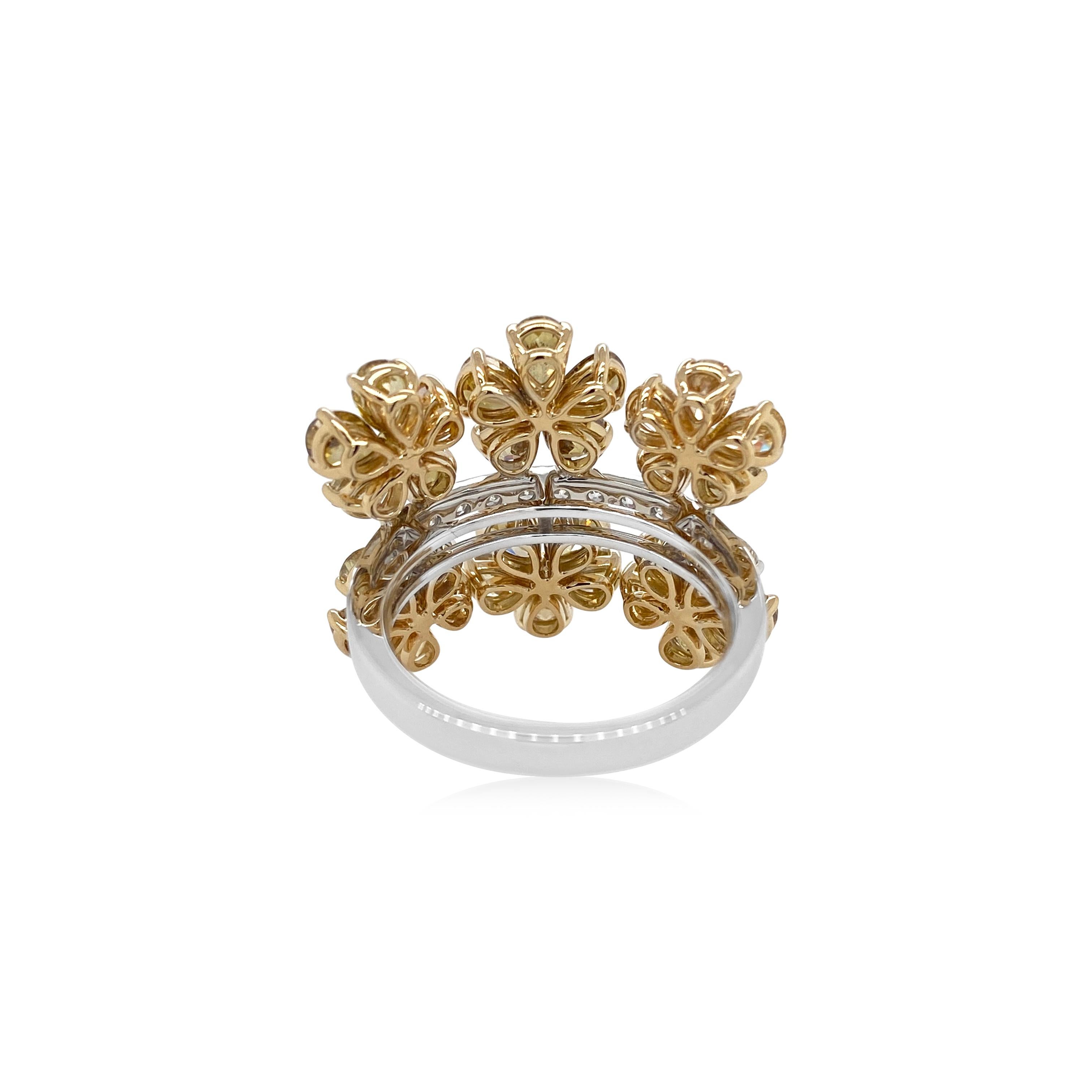Contemporary Natural Fancy Color Diamond Cocktail Ring For Sale