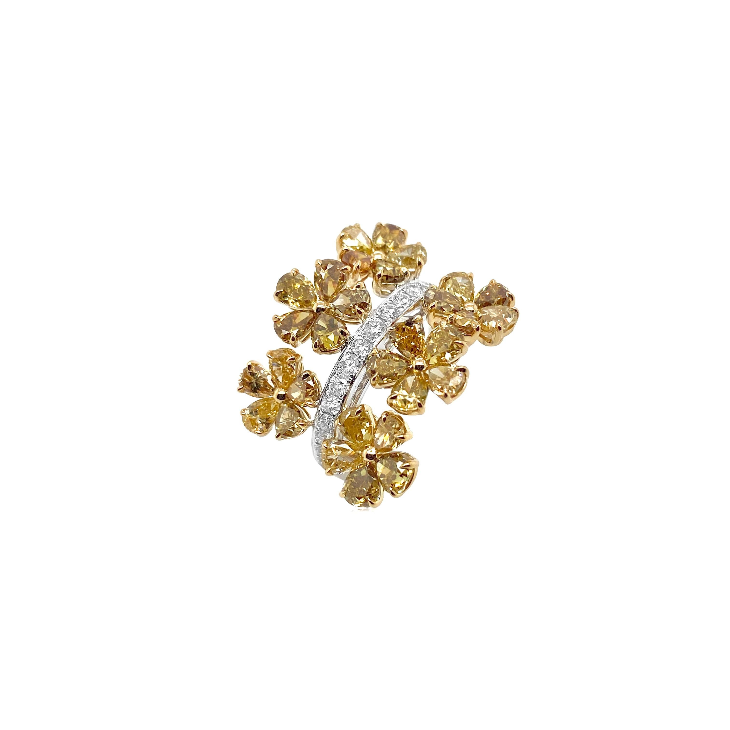 Pear Cut Natural Fancy Color Diamond Cocktail Ring For Sale