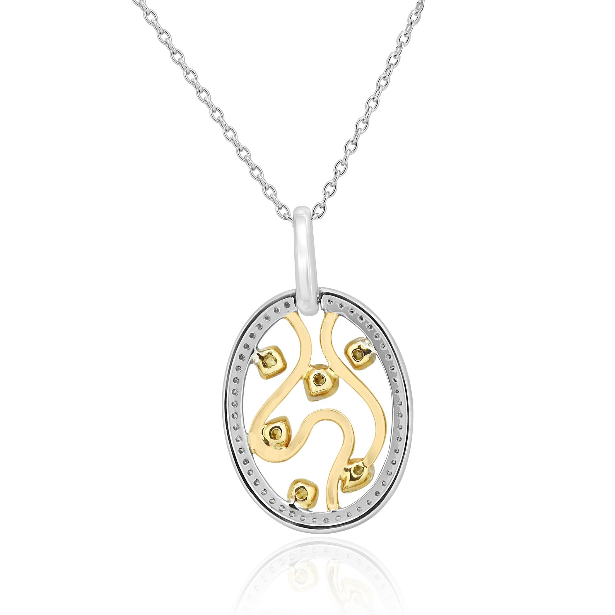 Contemporary Natural Fancy Color Diamond Three-Color Gold Medallion Pendant Necklace