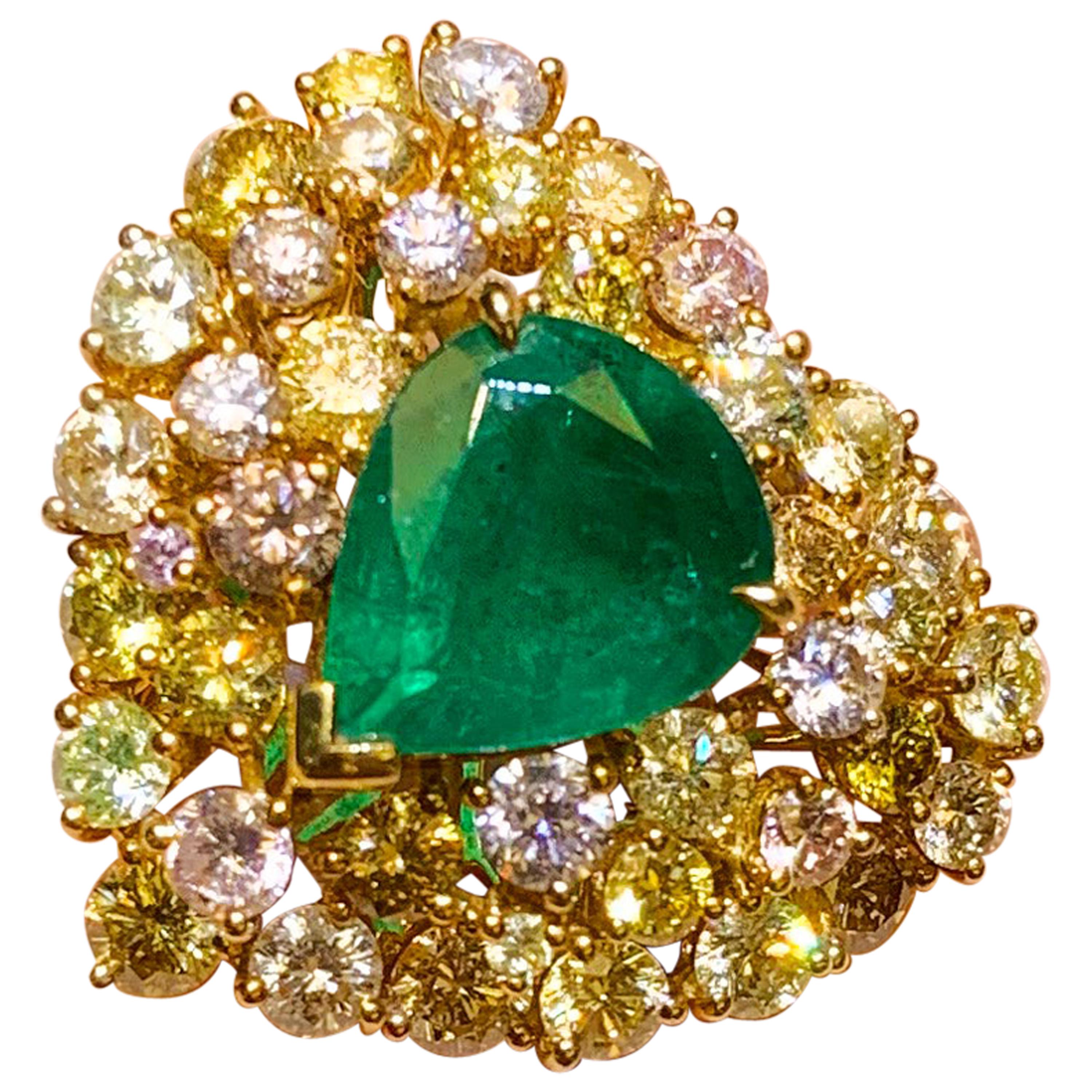 Natürlicher natürlicher Fancy Color Diamant mit lebhaftem grünem Smaragd Brautring im Angebot