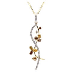 Pendentif en or de 1,12 carat poids total avec diamants de couleur naturelle fantaisie mixte