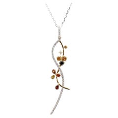 Pendentif en or avec diamants naturels de couleur fantaisie de 1.14 carat poids total