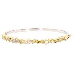 Natural Fancy Color Mix Diamond 3.30 Carat TW Gold Cuff Bracelet