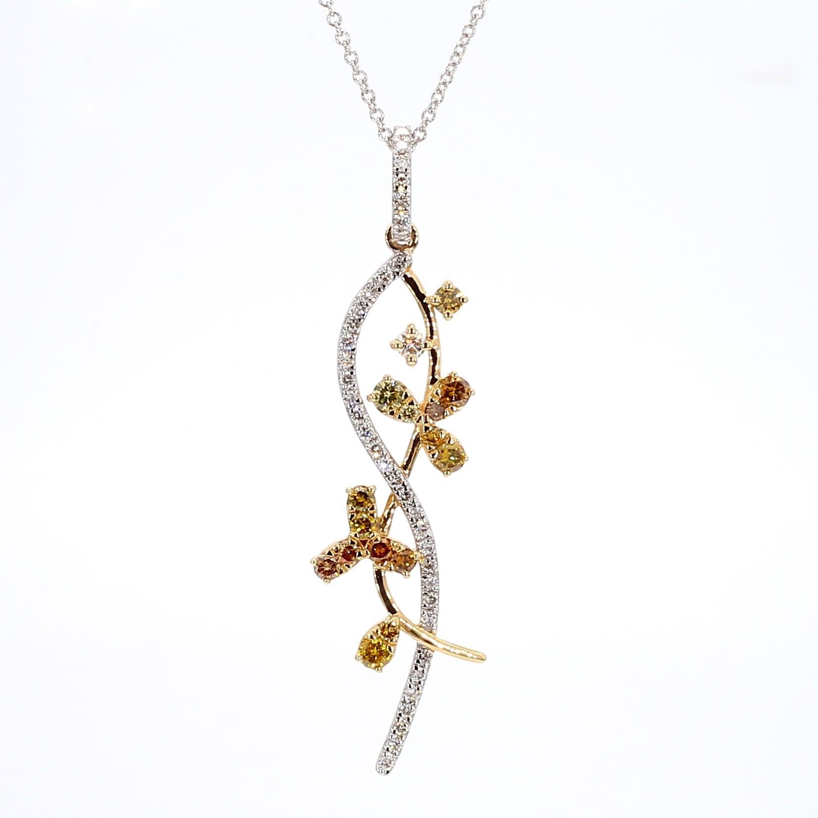 Contemporaneo Ciondolo a goccia in oro con diamante fancy color mix naturale da 0,96 carati TW in vendita