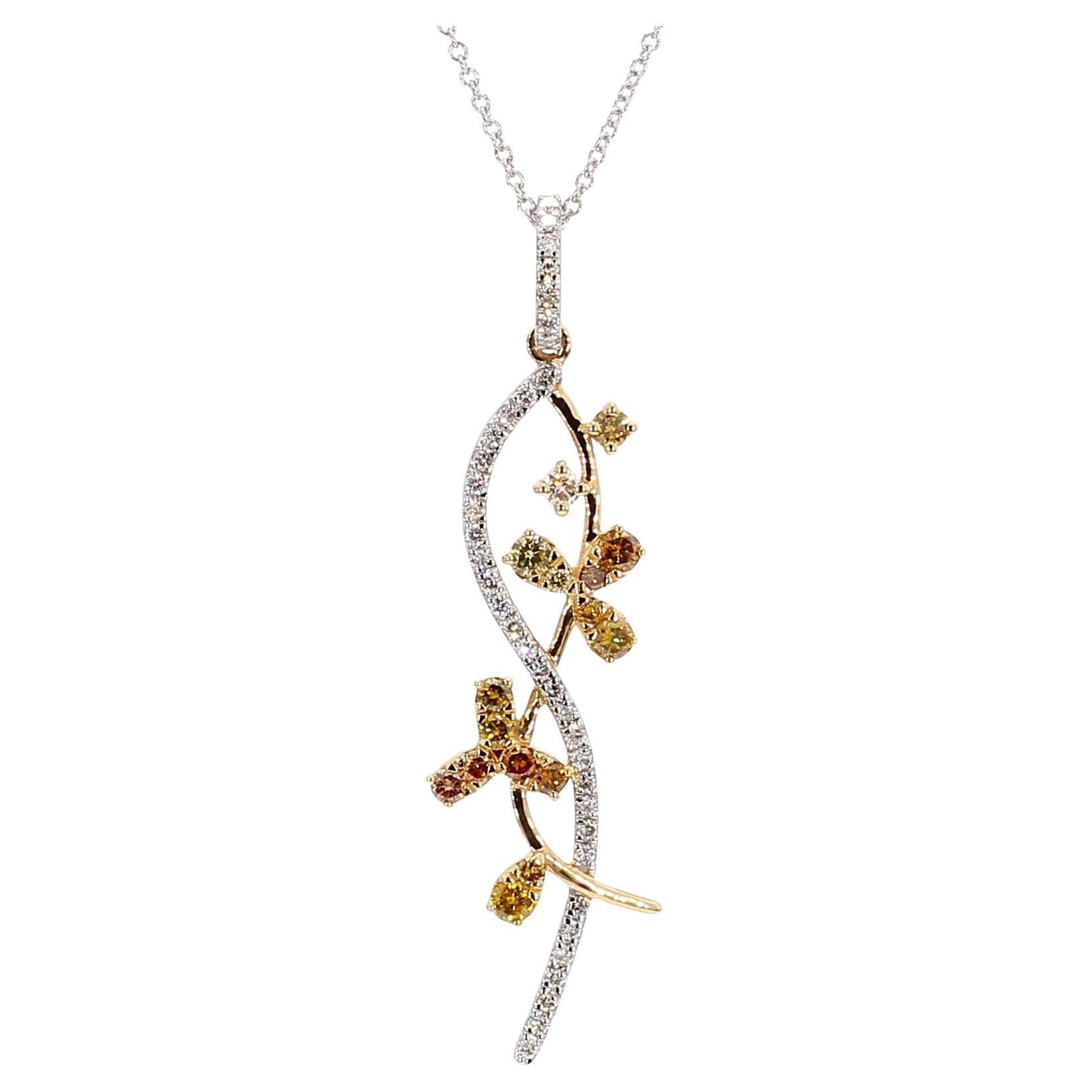 Ciondolo a goccia in oro con diamante fancy color mix naturale da 0,96 carati TW