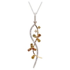 Ciondolo a goccia in oro con diamante fancy color mix naturale da 0,96 carati TW