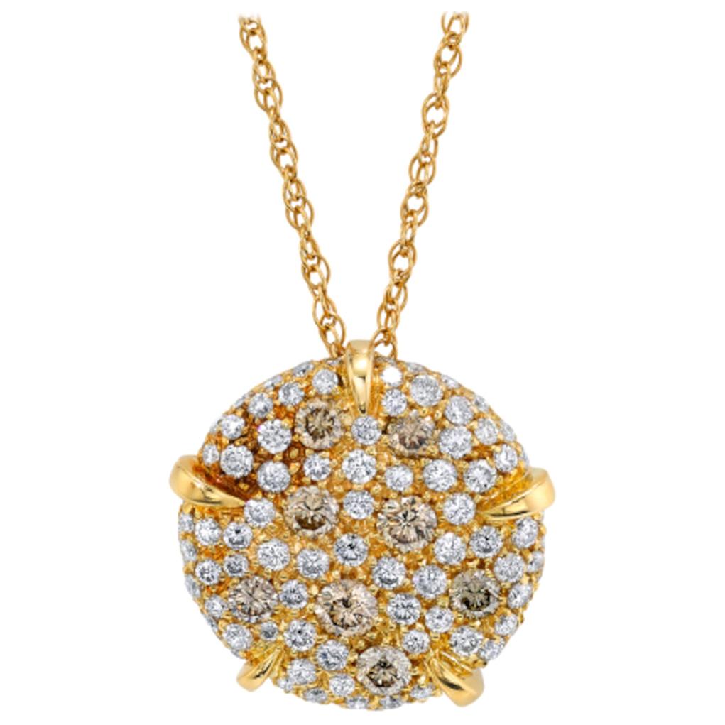 Fancy Champagner-Diamant-Halskette aus 18 Karat Gelbgold 