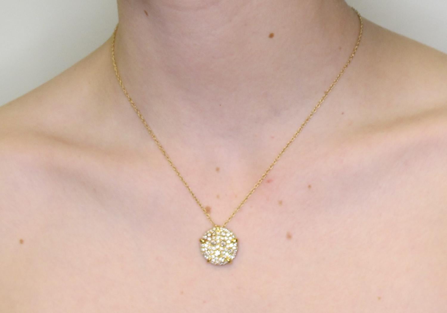 Women's or Men's Fancy Champagne Diamond Necklace in 18k Yellow Gold  For Sale