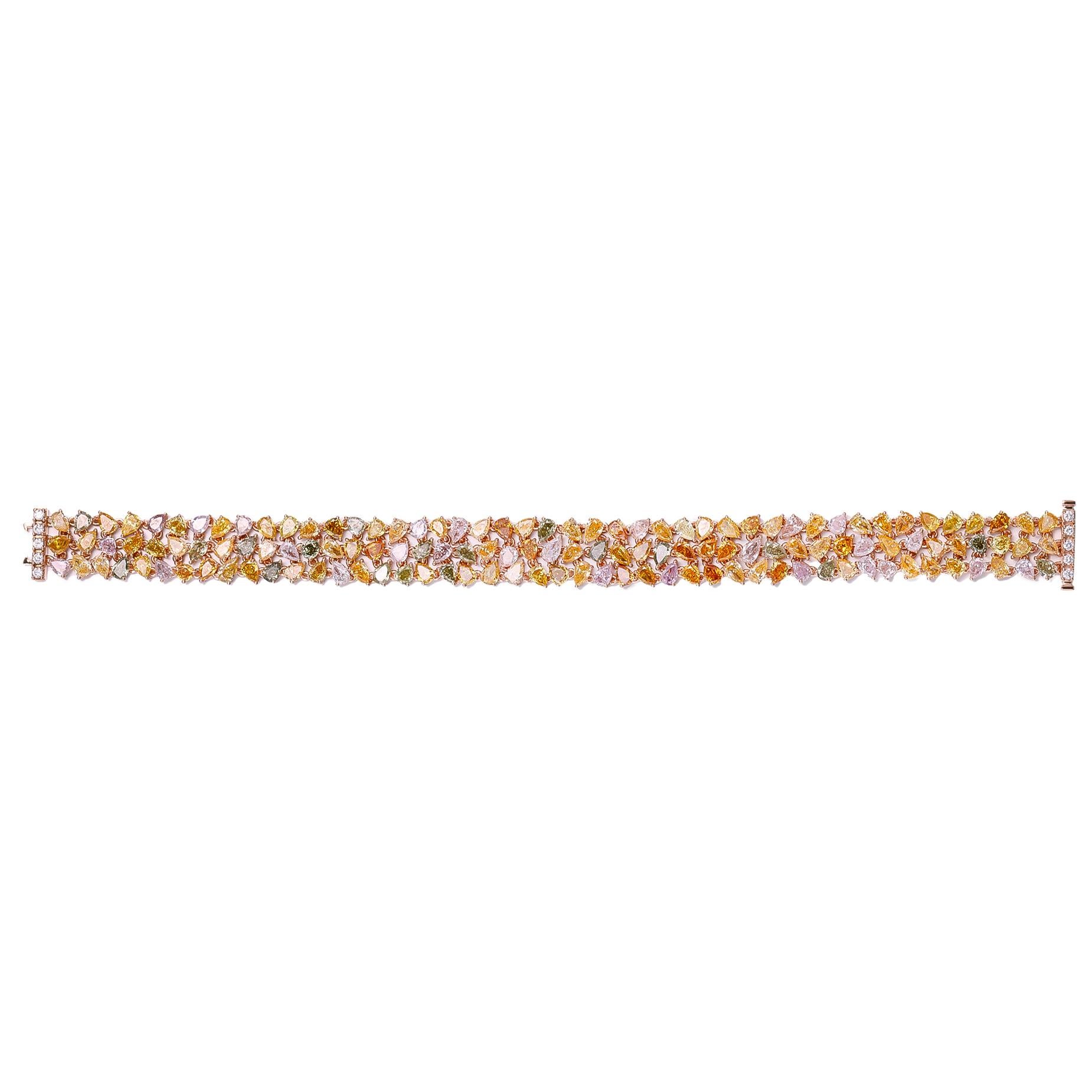 Unveiling Opulence: The Radiant Splendor of our Natural Multi-Coloured Diamond Bracelet in 18kt Rose Gold

Prepare to be entranced by the epitome of luxury and glamour with our latest masterpiece – the Natural Multi-Coloured Diamond Bracelet.