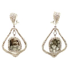 Natural Fancy Coloured Diamond and White Diamond White Gold Earrings