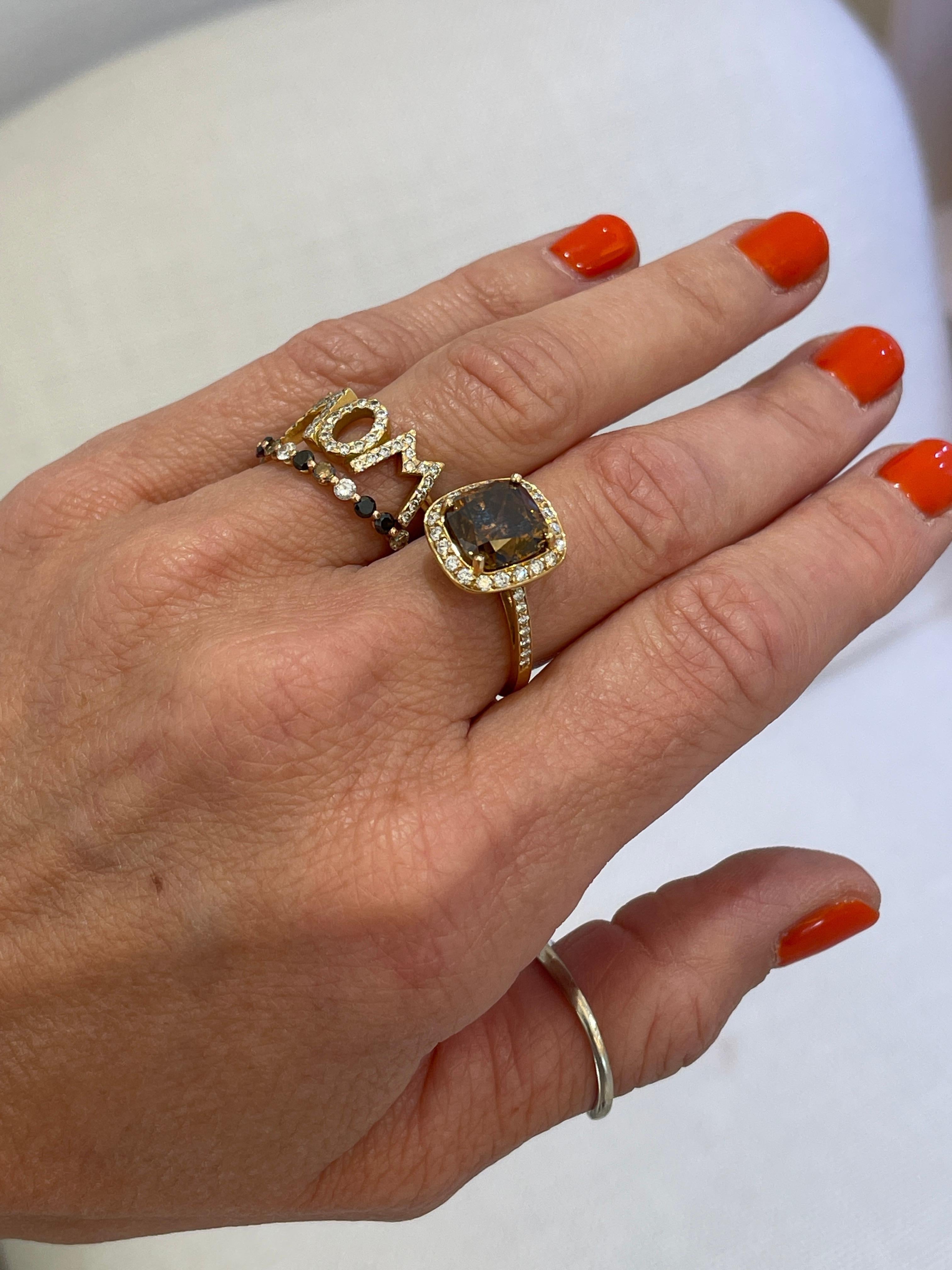 Natural Fancy Deep Brown Diamond Ring 5.05 Carats 18kt Gelbgold IGI Zertifikat  For Sale 2