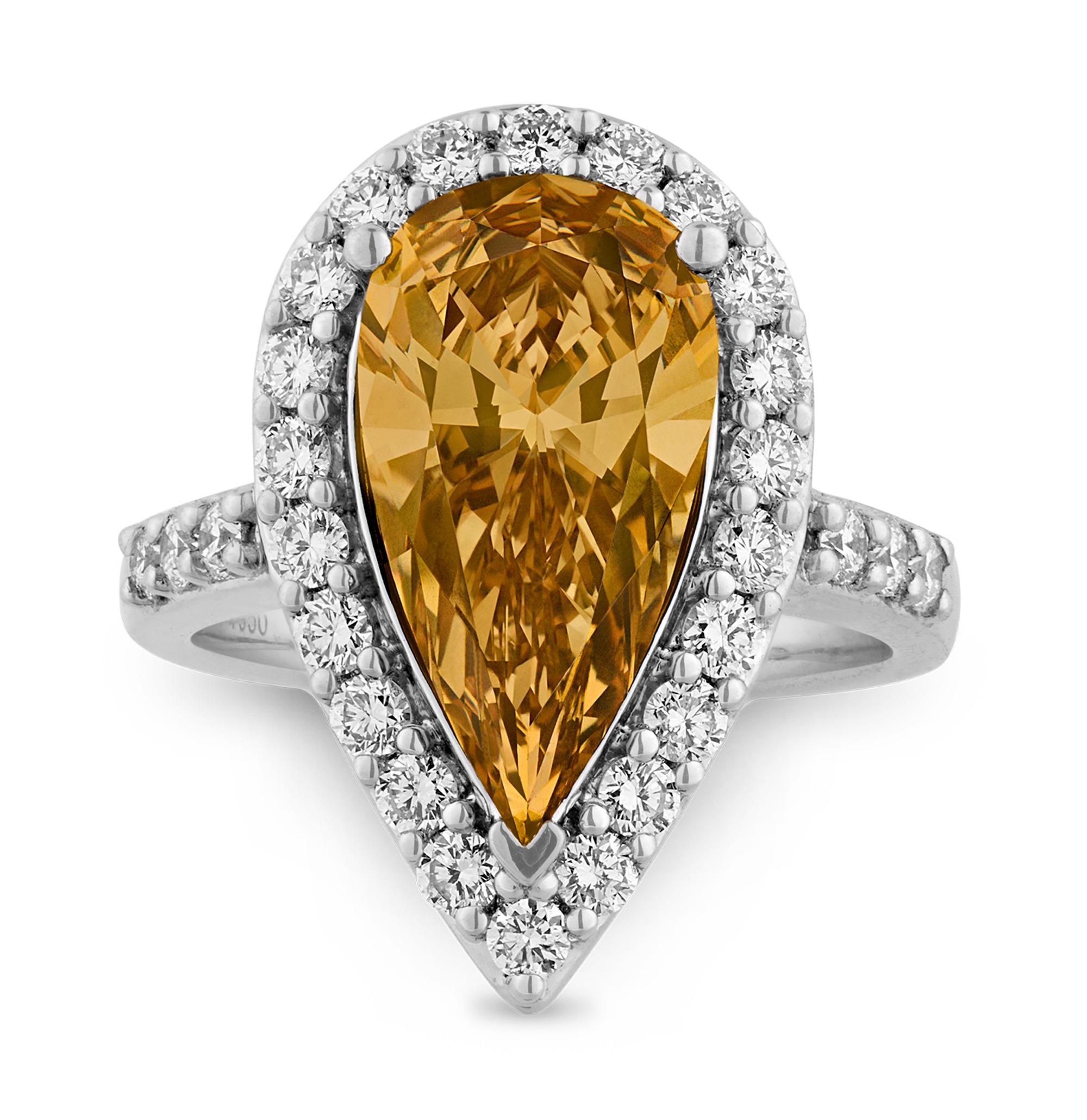 Brilliant Cut Natural Fancy Deep Brown Yellow Diamond Ring, 4.00 carats For Sale