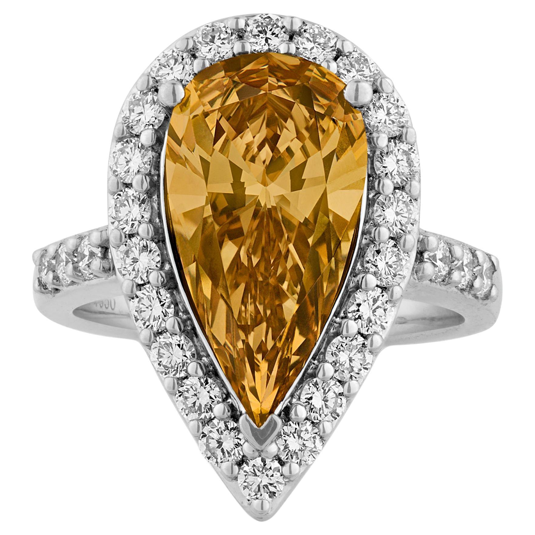 Natural Fancy Deep Brown Yellow Diamond Ring, 4.00 carats For Sale