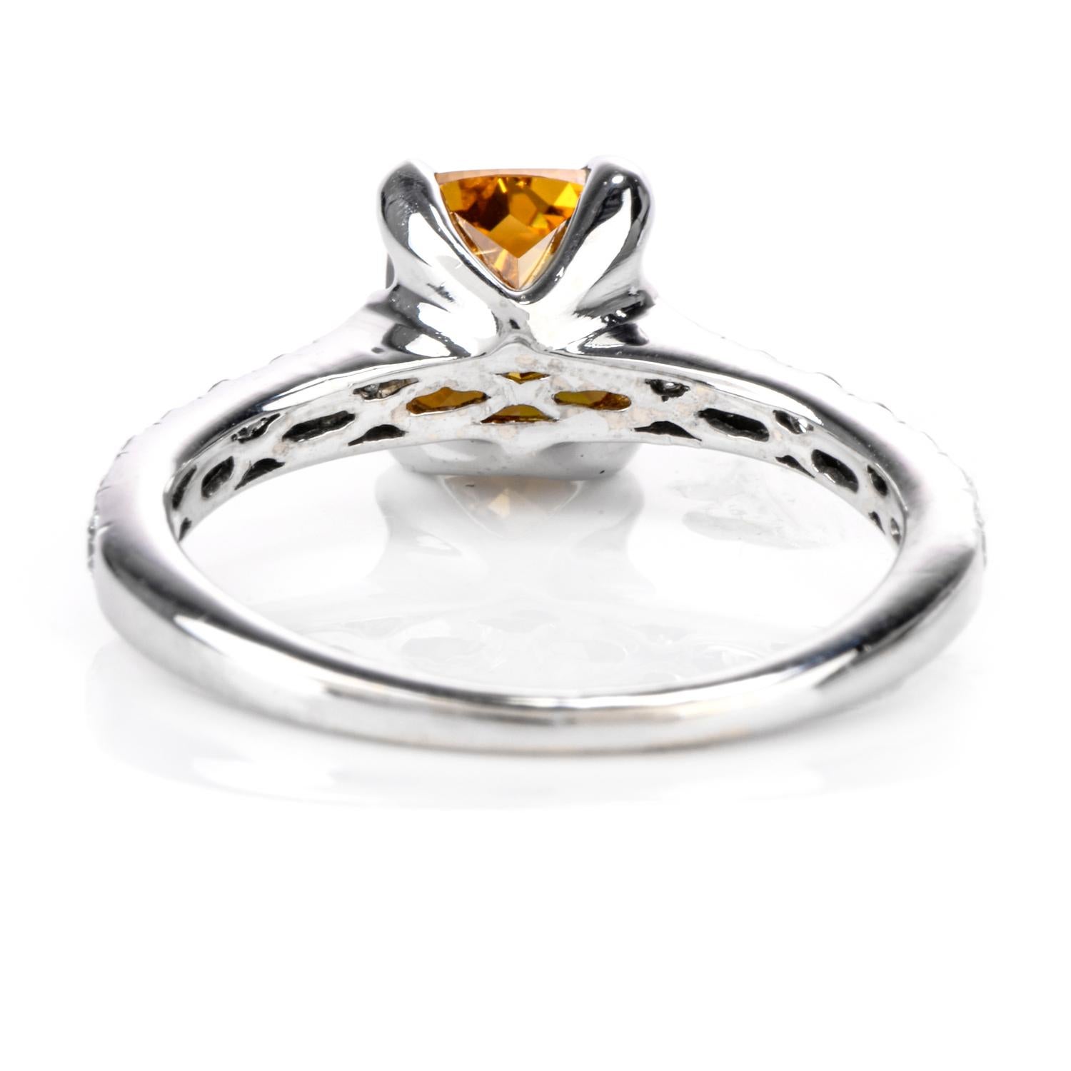 Women's or Men's Natural Fancy Deep Orange-Yellow GIA Diamond 18 Karat Engagement Ring