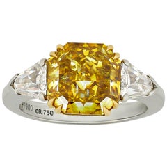 Natural Fancy Deep Yellow Diamond Ring, 4.01 Carat