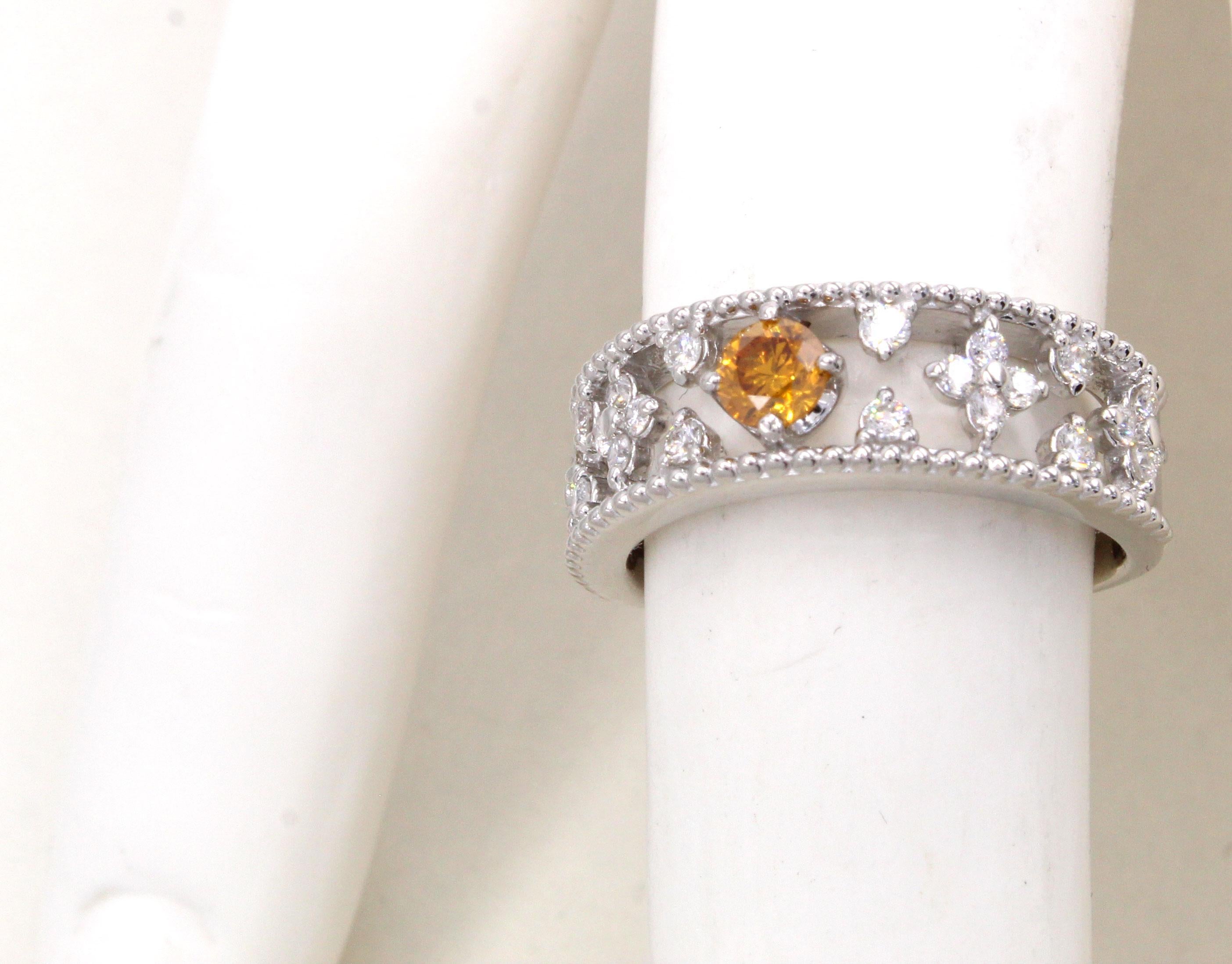 orange diamond wedding band