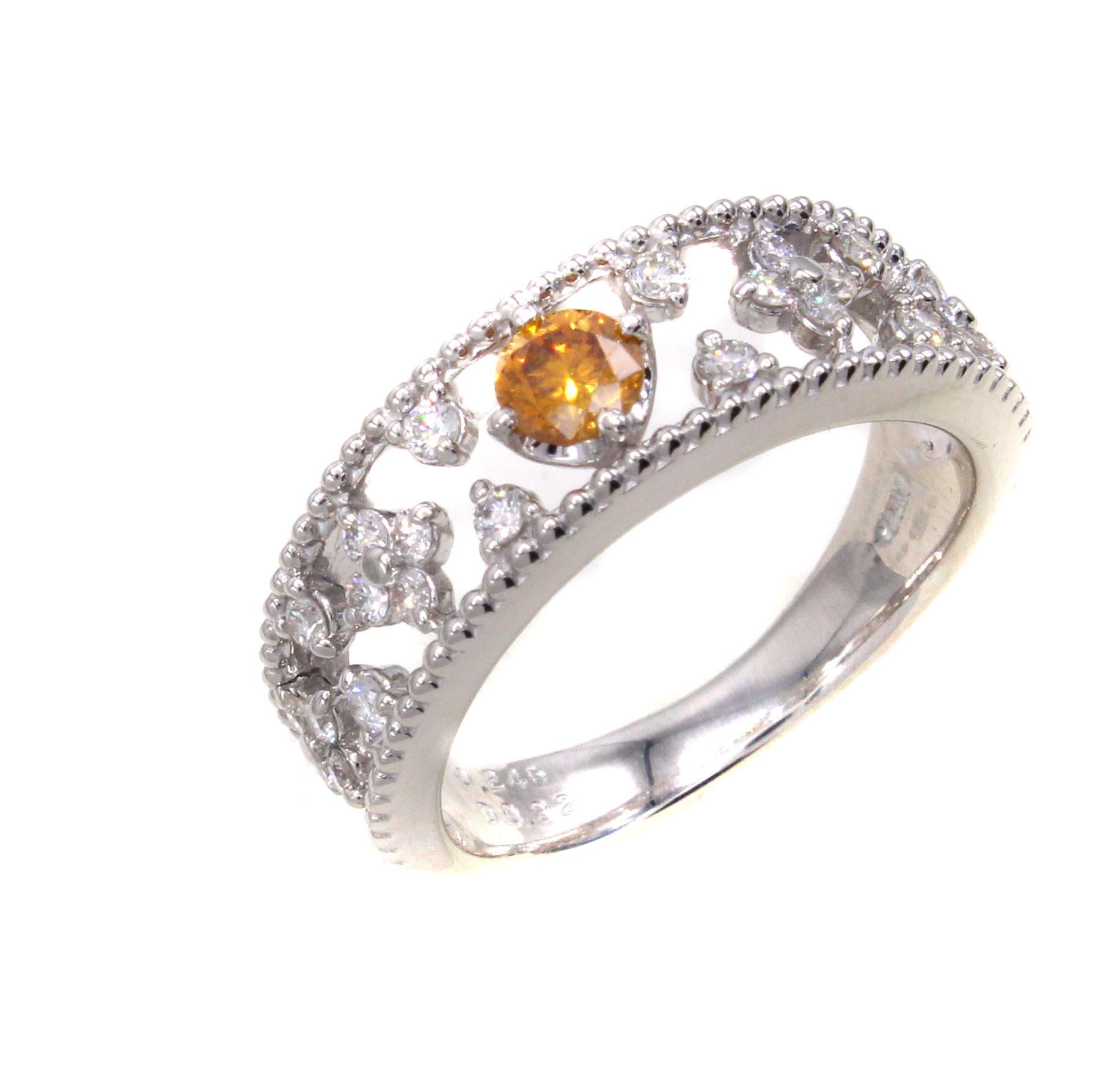 Natural Fancy Deep Yellow-Orange Diamond Eternity Band In New Condition For Sale In New York, NY