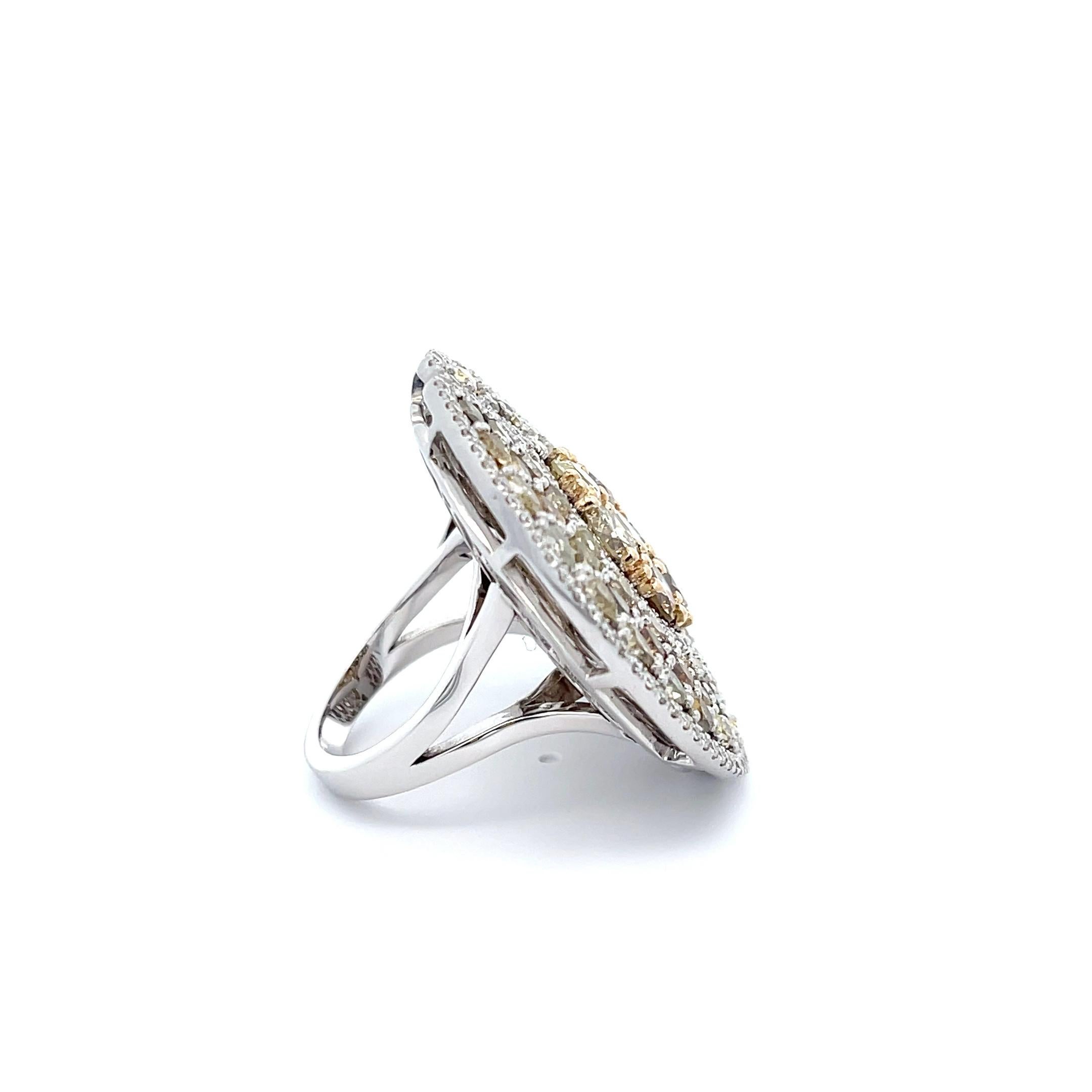 Round Cut Natural Fancy Diamond '12ctw' Cocktail Ring 14k White Gold For Sale