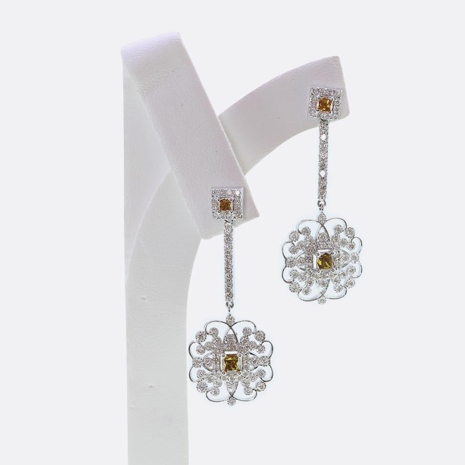 Women's Natural Fancy Diamond Drop Earrings