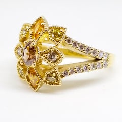 Natural Fancy Diamond Ring Purple Pink Green Yellow Orange Blue Gray 18 Karat