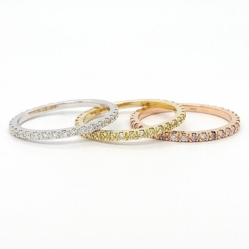 Natürlicher Fancy Diamant Tri Color Verlobungsring 14K Gold (Rundschliff)