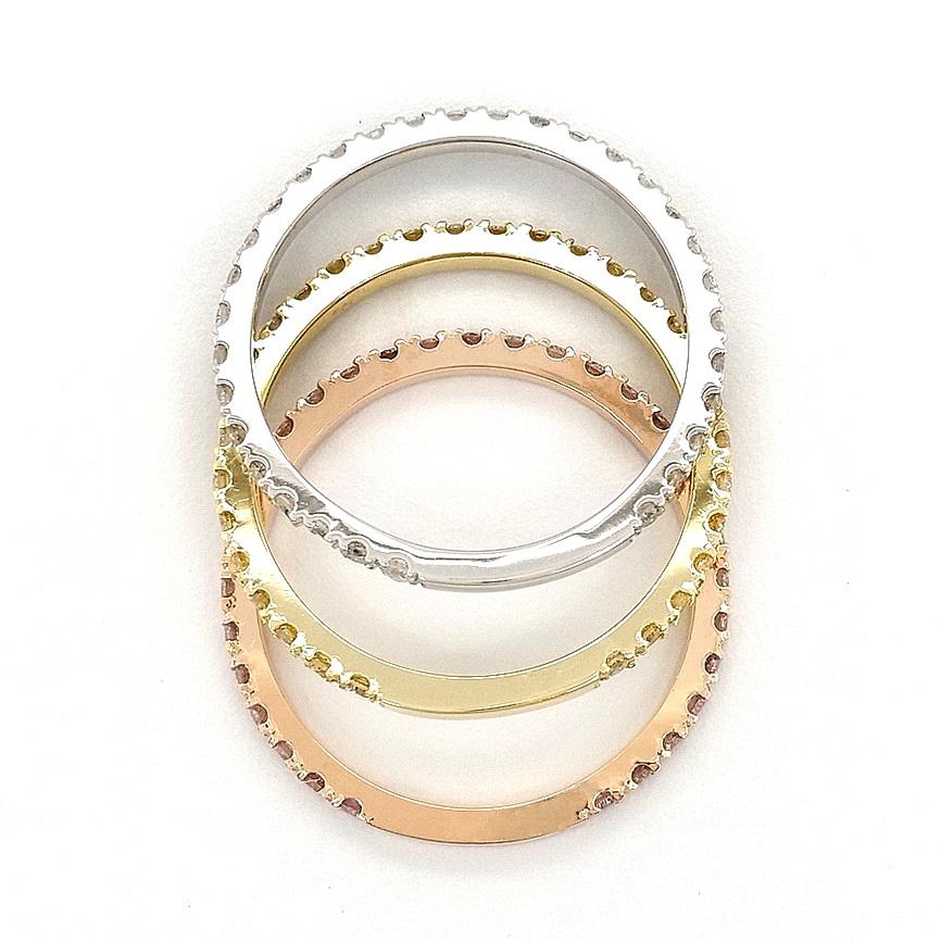 Natürlicher Fancy Diamant Tri Color Verlobungsring 14K Gold im Zustand „Neu“ in Ramat Gan, IL