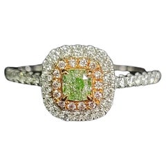 Natürlicher natürlicher Fancy Grüner Diamantring