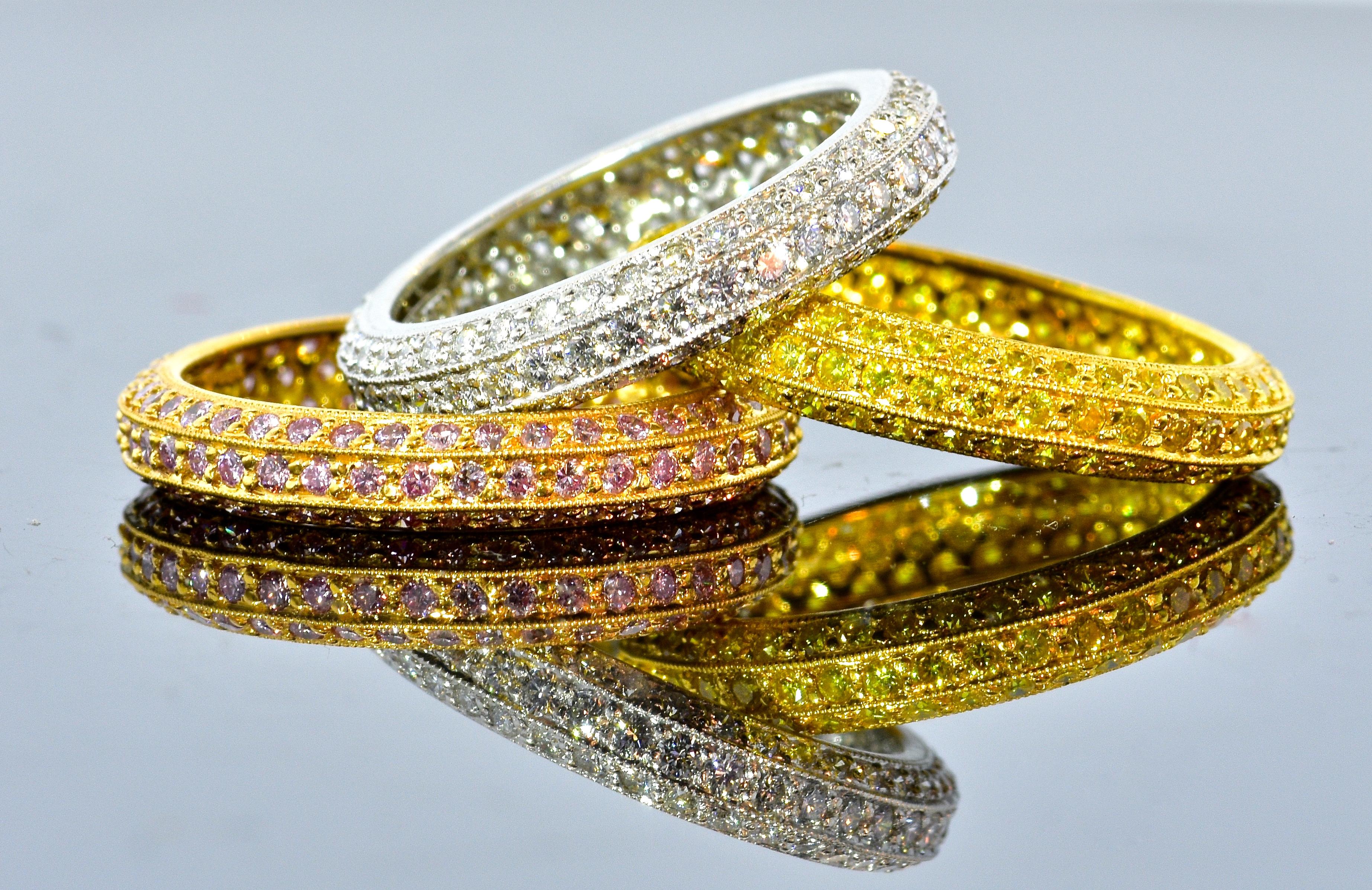 Natural Fancy Intense Yellow Diamond Band Ring by Pierre/Famille In New Condition For Sale In Aspen, CO