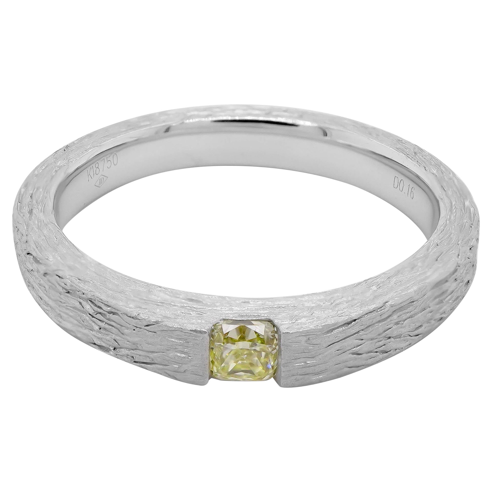 Fascia di diamanti naturali fantasia giallo intenso con finitura opaca "Anello carino