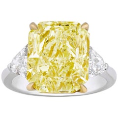 Natural Fancy Intense Yellow Diamond Ring, 8.06 Carat