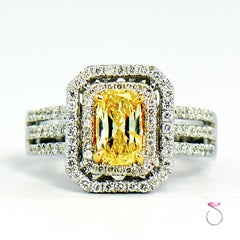 Natural Fancy Intense Yellow Diamond Ring