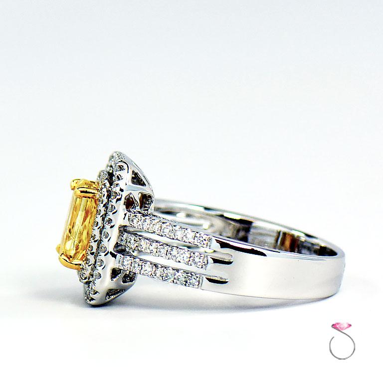 Modern Natural Fancy Intense Yellow Diamond Ring For Sale