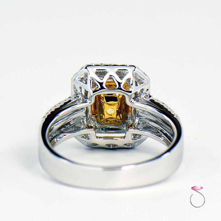 Women's Natural Fancy Intense Yellow Diamond Ring For Sale
